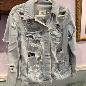 Forever 21 Light Wash Distressed Denim Jacket